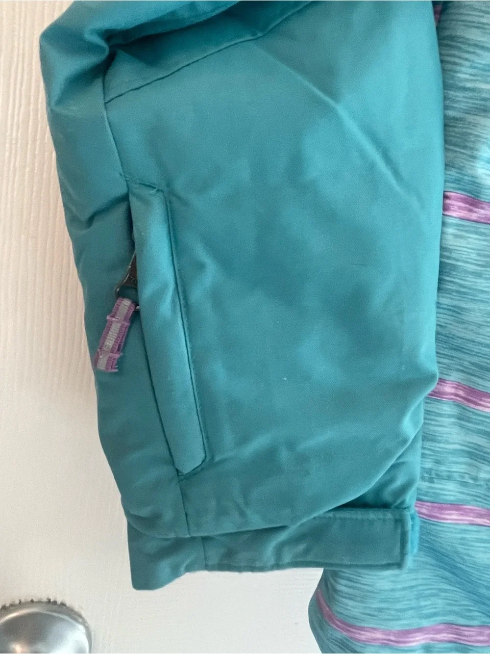 Columbia Girls' Teal Jacket with Purple Stripe Accents